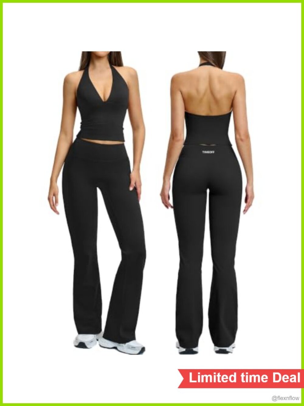 Women's 2 Piece Workout Set Halter V Neck High Waist Flare Leggings